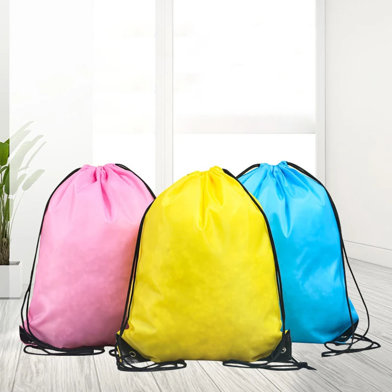 Nylon Drawstring Rucksack Bag, escola, natação, esporte, Fitness Kit, novo, 1pc