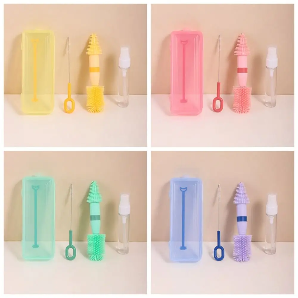ABS Bottle Cleaning Brush Set TPR Bottle Brush Pacifier Straw Scrubber Nylon Travelbottle Glass Cup Washing Tool Bowl