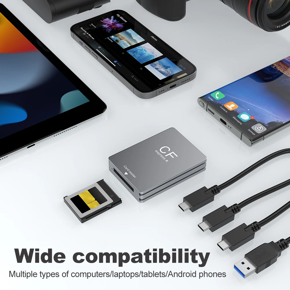 CR346 CFexpress Type-B Card Reader Adapter Aluminum Alloy 10Gbps Fast Transmission Portable Adapters Support Android/Windows/ OS