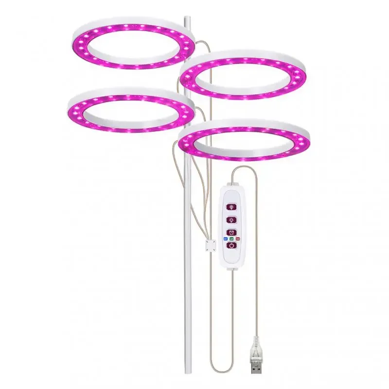 LED 식물 성장 조명, USB 전원 링 성장 램프, 조도 조절 성장 조명, 전체 스펙트럼 성장 꽃 실내