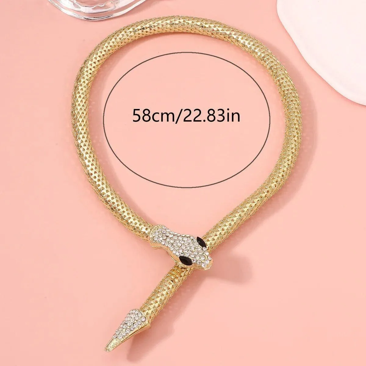 Fashion Collier Femme Jewelry Full Rhinestone Accessories gold silver Crystal Snake long Pendant Necklace