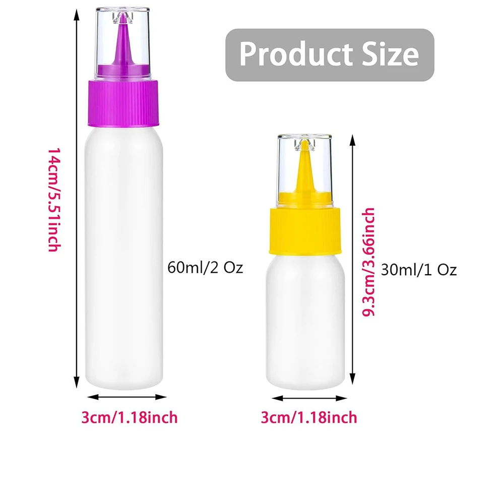 Squeeze Writer Bottles Plastic Icing Bottles Small Easy Squeeze Bottle 1 & 2 OZ For Cakes Cookie Decorating, Food Coloring