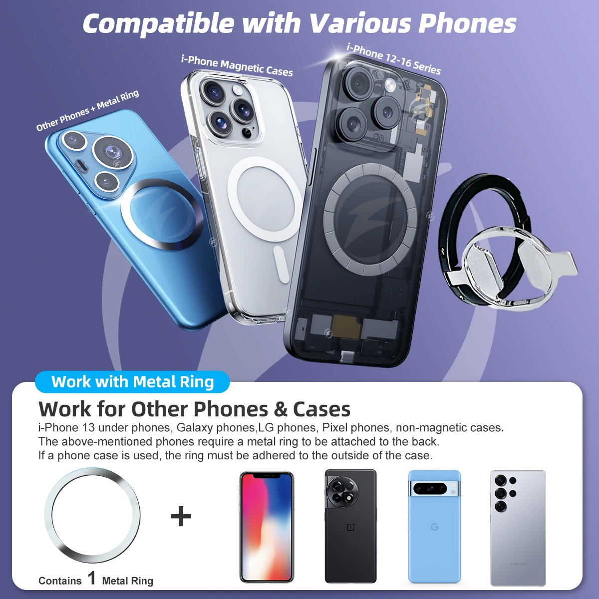 2 In1 Cell Phone Stand Magnetic Phone Grip Ring Holder Bottle Opener 360 Rotation Alloy For Iphone 14 13 12 Pro Max Series, Alina Gadgets