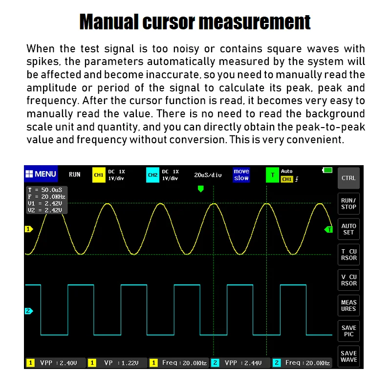 1013D Touch Screen Digital Oscilloscope Dual Channel 100MHz