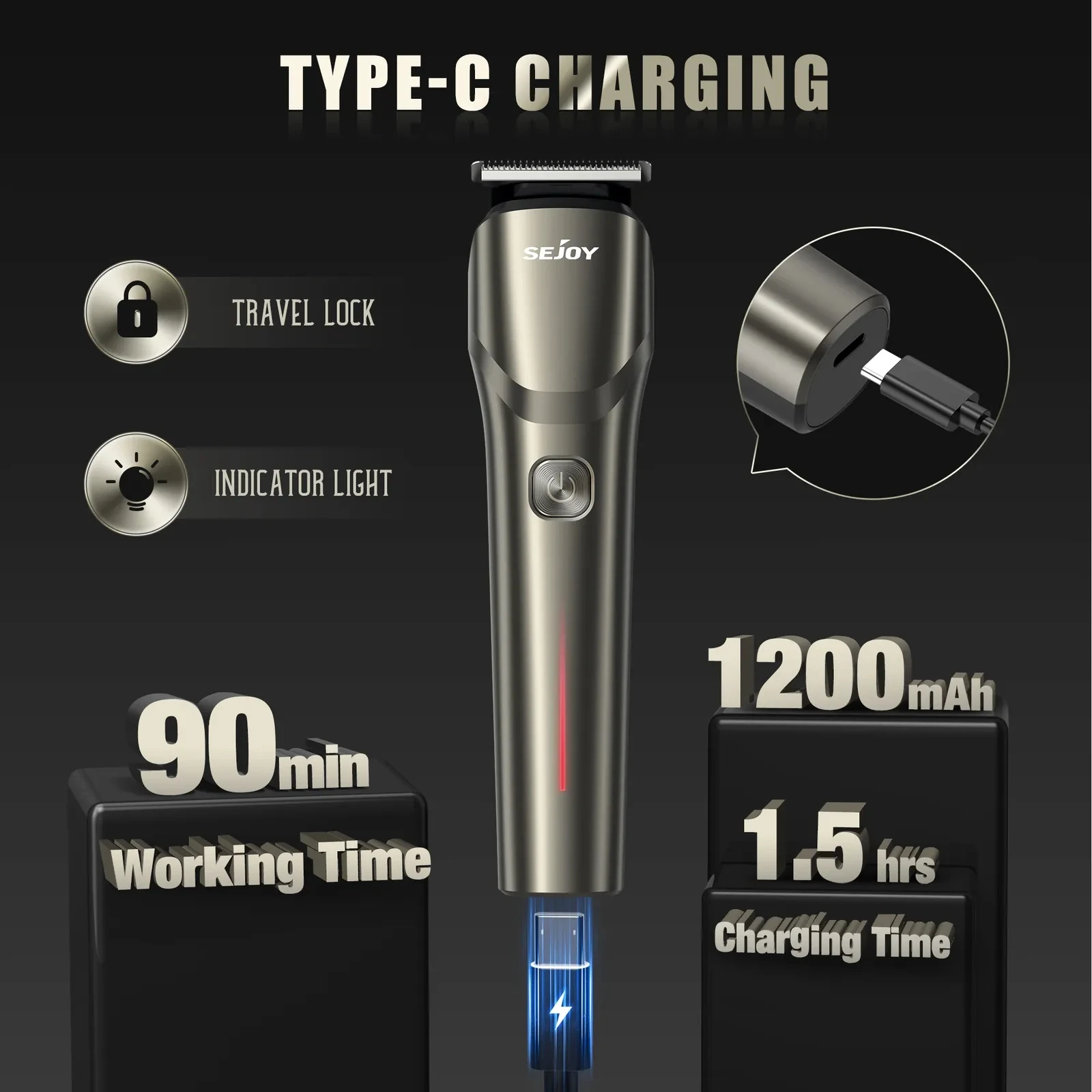 Sejoy Professional Hair Clippers Electric Shaver Beard Trimmers Machine Cordless 5