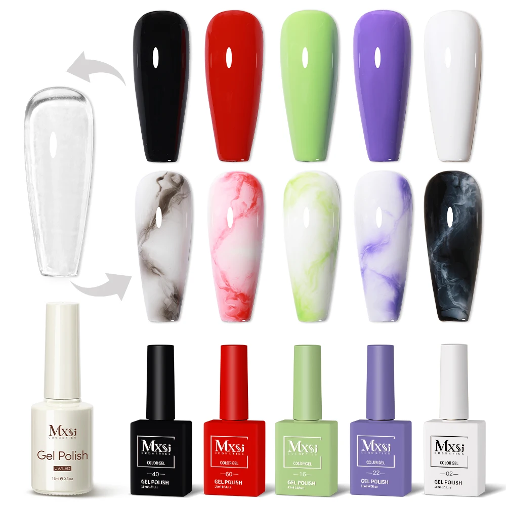 6개/세트 블루밍 젤 15ml 투명 수채화 젤 폴리쉬, 마블 효과 확산용, UV LED 젤 바니쉬 네일 아트 DIY 키트