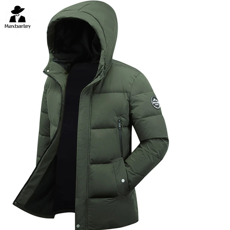Winter Fashion Trend Cold-proof Cotton Coat Men's Mid-length Plus Velvet Padded Parker