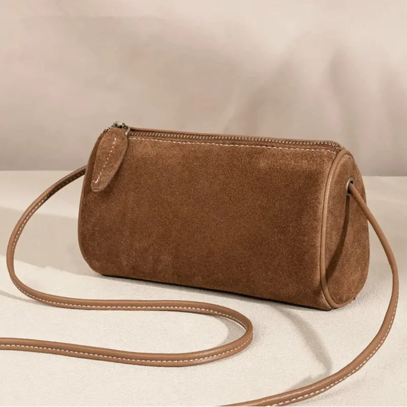 Fashion Boston Solid Color Shoulder Bags Faux Suede Simple High Quality Versatile Crossbody Bags for Women