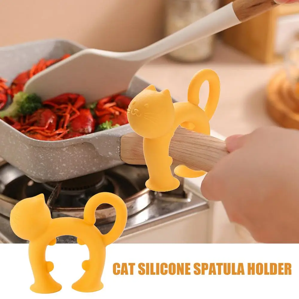 Description Picture 5 of itemSilicone Spatula Holder Cat Shape Rack For Shovel Spoon Anti-scalding Spatula Rest Bracket Clips For Home Kitchen Restaurant Use