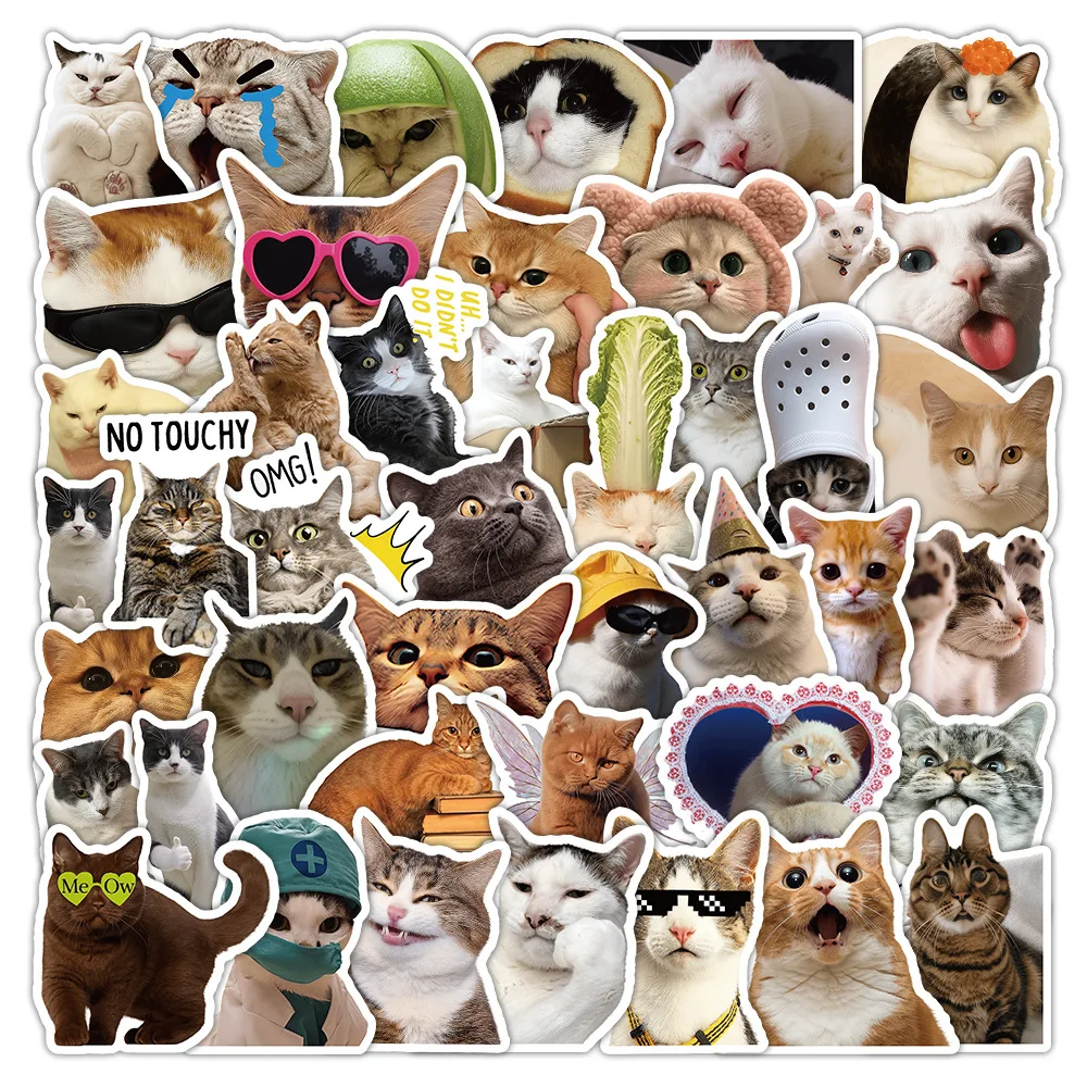 50/100PCS 재미 있은 고양이 스티커 귀여운 동물 장식 컴퓨터 휴대 전화 보..