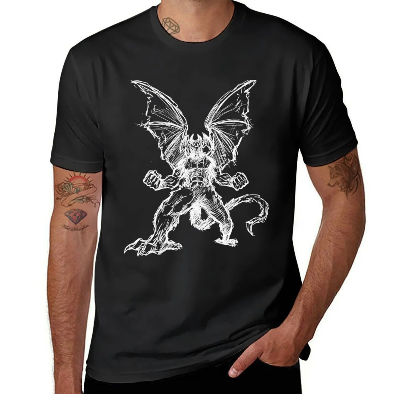 

Футболка Devilman (белый контур), индивидуальный дизайн, ваша личная Эстетическая одежда, винтажные возвышенные футболки для мужчин, хлопок