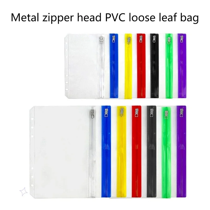 

10 Pcs 6 Holes Binder Pockets Zipper Folders Budget Binder Pockets Multipurpose Document Folders Loose Leaf Bags