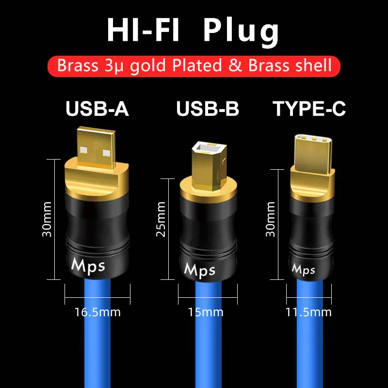 MPS HD-400 USB  ̺ CD ڴ DAC  ȣ 99.9999%, OCC + OCC ǹ ,  , USB A to B/C to A/C to B 2.0