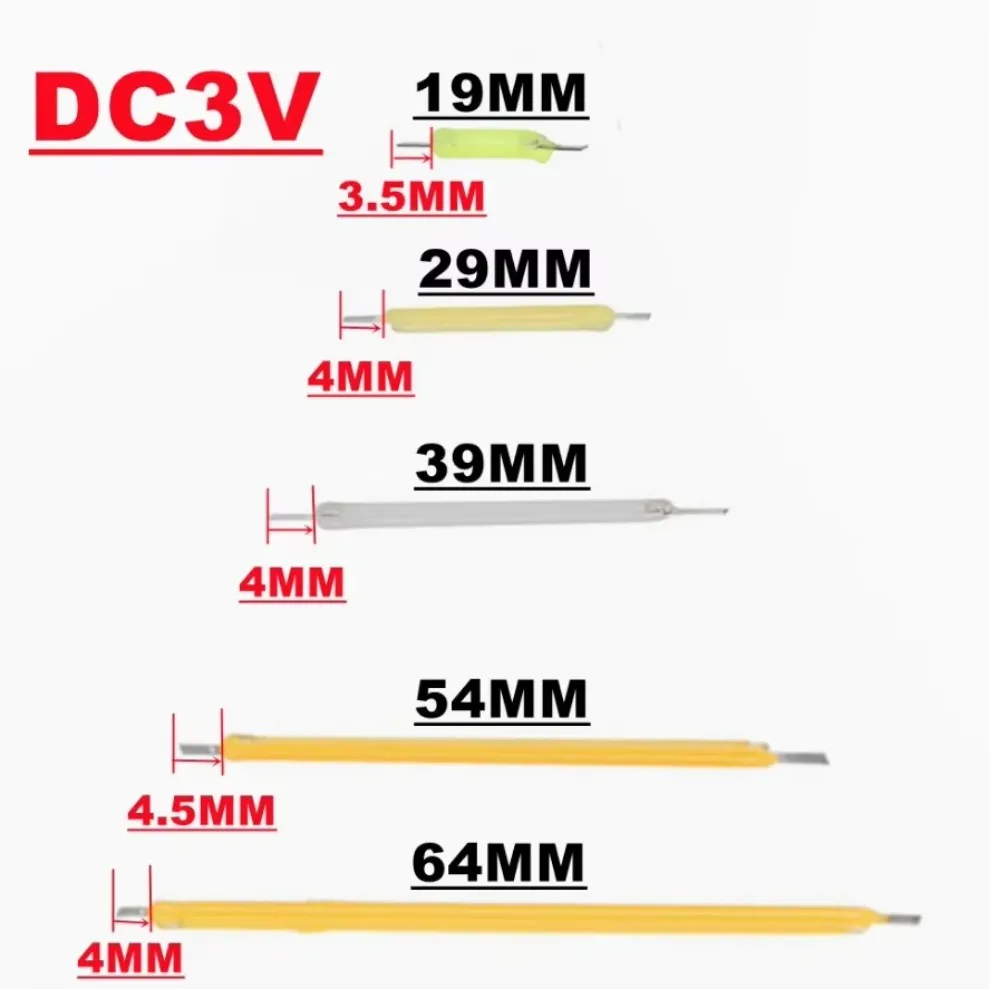 3V COB LED Ceramics Filament Edison Bulb Lamp Parts 10Pcs 19mm 29mm 39mm 54mm 68mm Edison Bulb Light Diodes Accessories Lighting