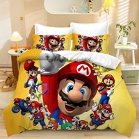 سوبر ماريو بروس الملك الحجم مجموعات الفراش أنيمي تأثيري لطيف السرير لحاف يغطي سادات غرفة نوم حاف مجموعات غطاء 4