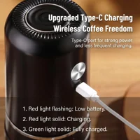 Moulin à café électrique portable rechargeable, broyeur externe à réglage variable pour expresso et café filtre 2