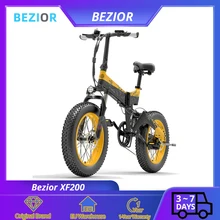 BEZIOR-bicicleta eléctrica plegable XF200, Motor sin escobillas de 1000W, neumático ancho de 20 pulgadas, 40 Km/h, batería de 48V y 15Ah, kilometraje de 130km