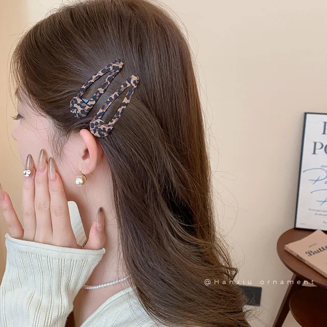 8pcs/set Leopard Print Hair Clips for Women Girls Vintage Geometric Star BB Clips Bangs Hairpins Barrettes Hair Accessories Set 2