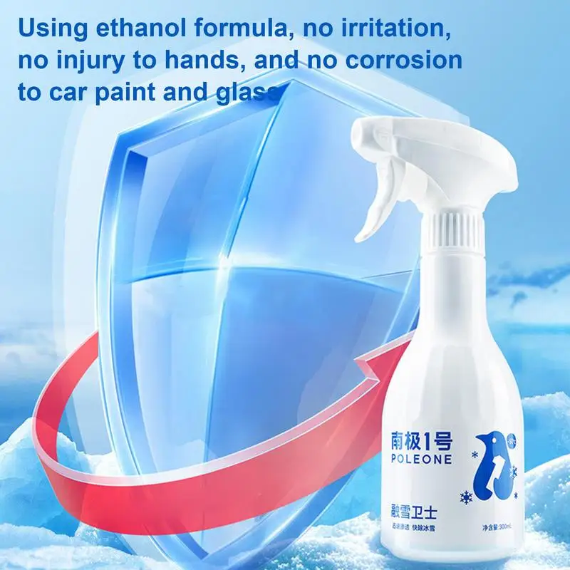 Windshield De-Icer Spray 300ml Car Window Defroster Spray Winter Cold Weather Deicing Snow Melting for Truck SUV RV