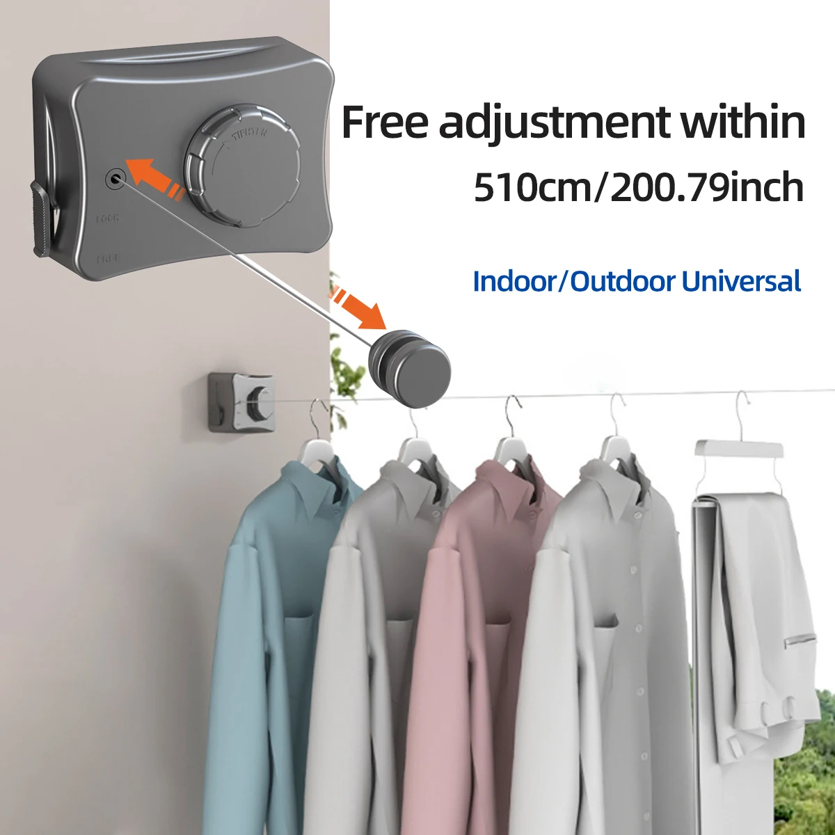 Clothing Drying Rope Clothes Drying Line Scalable Balcony Invisible Storage for Drying No Need to Drill Steel Wire Ropes