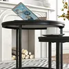 Small Coffee Table Set of 2,Round Coffee Table End Tables for Living Room,Modern Black Coffee Table Nesting Tables,Farmhouse 6