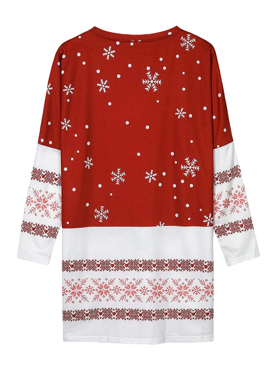 

Женская рождественская Рубашка свободного кроя с графическим принтом, туники, блузка с длинным рукавом, пуловер, топы с карманами