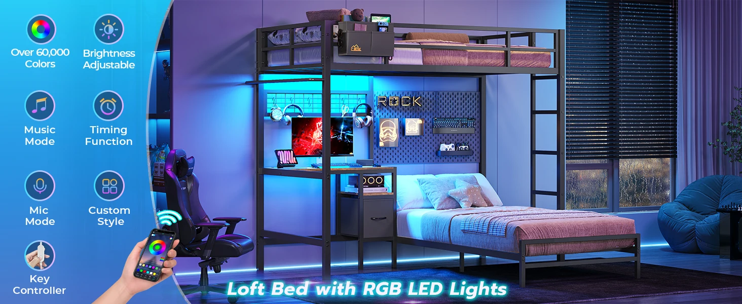 bunk bed with led lights