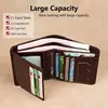 Men's Wallets RFID Blocking Genuine Leather Trifold Business Short Purse Wallet for Men with ID Window and Credit Card Holder 2
