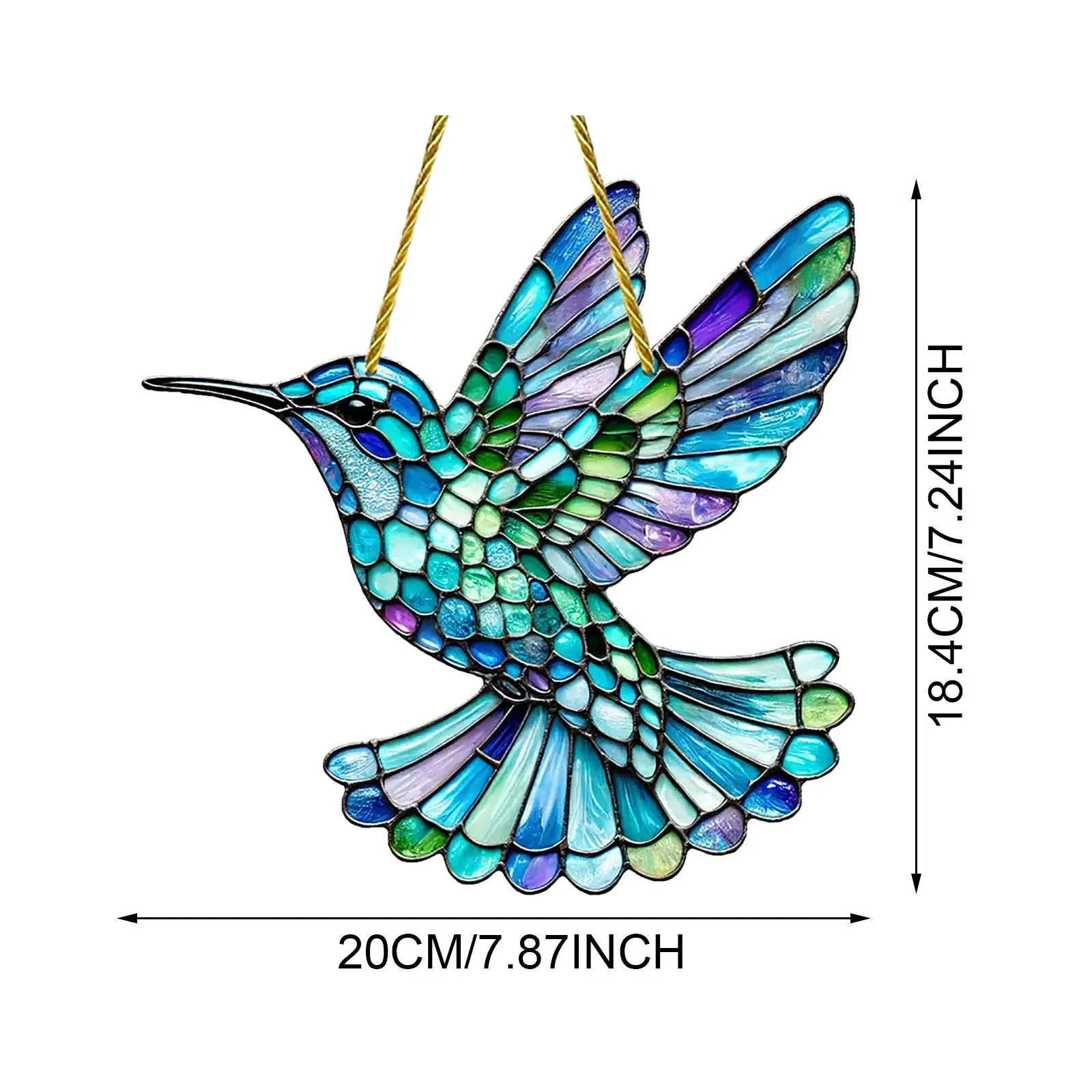 Acrylic Blue Hummingbird Pendant Crafts Decoration Gift Window Hanging 2d Glass Bead Garland With Tassels Home Decorations 4