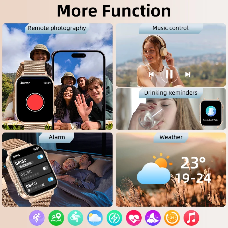 LIGE Type-C Smartwatch Men Women Health Manager Bluetooth Call Waterproof Sports Flashlight Smart Watch For Android iOS Phone