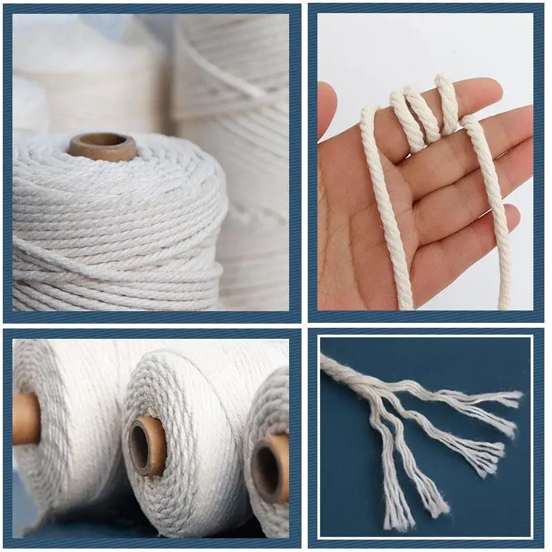 1mm-10mm 100% Cotton Macrame Cord Rope String DIY Handmade Wall Hangings Natural Rope Sewing Bohemia Wedding Home Decoration