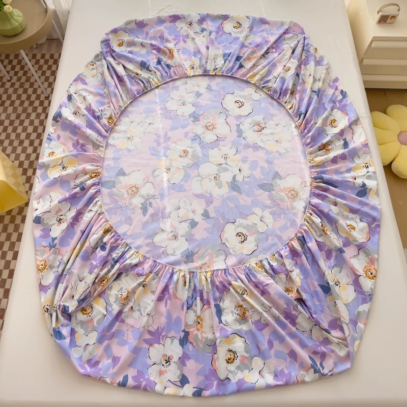 Bonenjoy Floral Style Bedsheet Pure Cotton Bed Cover Elastic Fitted Sheet Soft Mattress Protector 침대시트 (Pillowcasae Need Order) 6