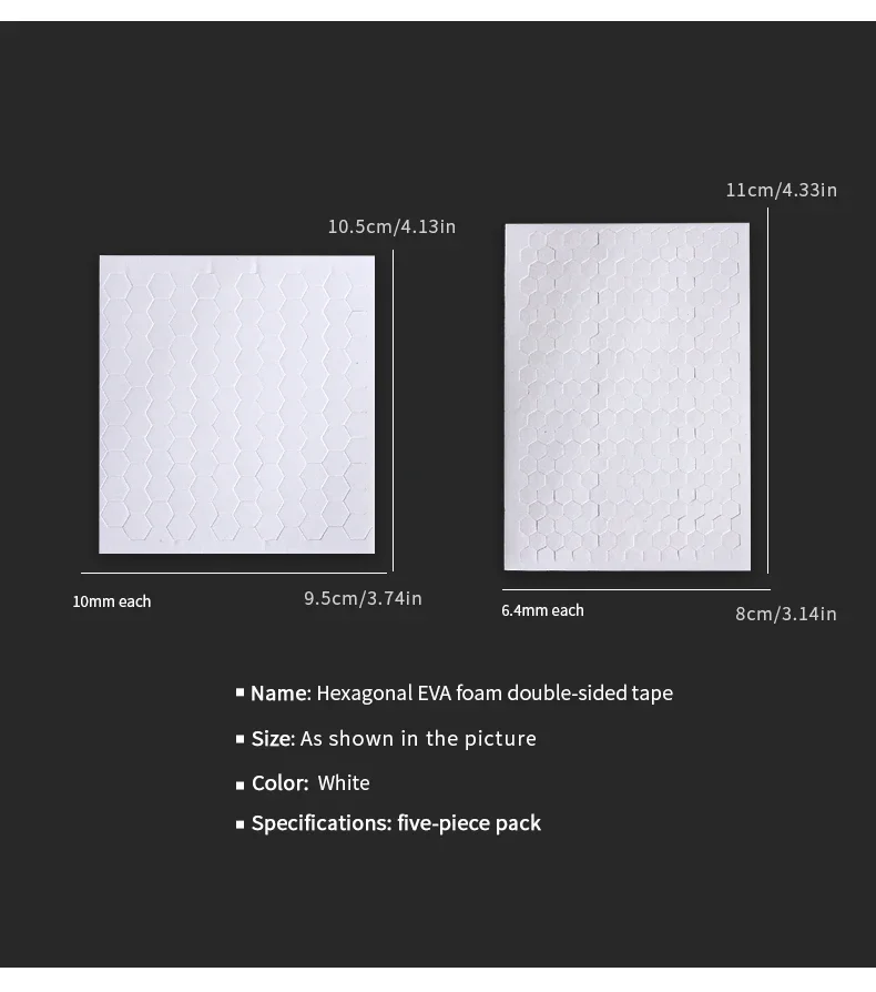 JIANWU 5 Pcs/set Hexagonal EVA Foam Double-sided Tape Journal Material Collage Sticker Creative DIY Student Supplies Stationery