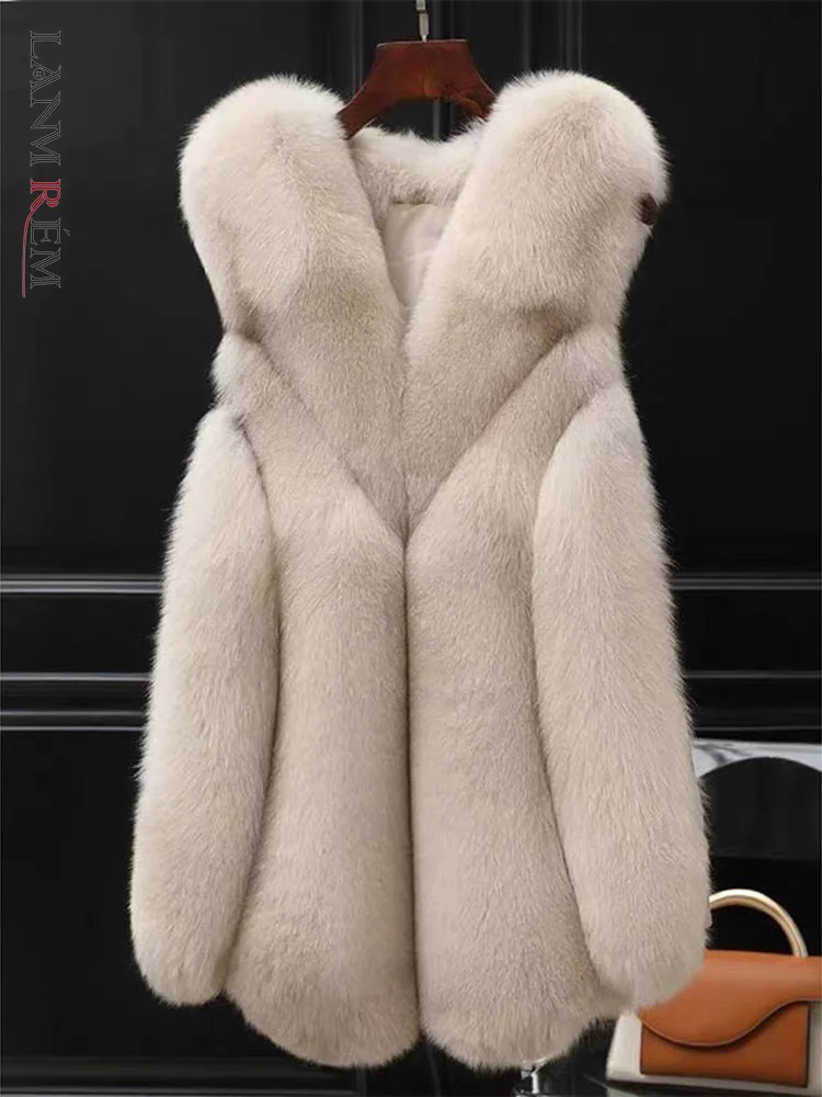 

LANMREM Women's Korean Style Imitation Fox Fur Vest Loose Size Thick Warm Coat Clothes Autumn Winter Streetwear New 2DA1803