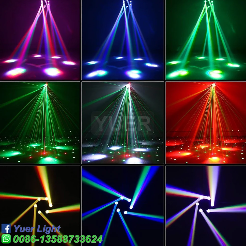 2Pcs/lot LED 10X10W 6 Head Moving Head Beam Light RG Laser Strobe Light DMX Stage Light RGB Beam Light Rotating Disco Party Bar images - 6