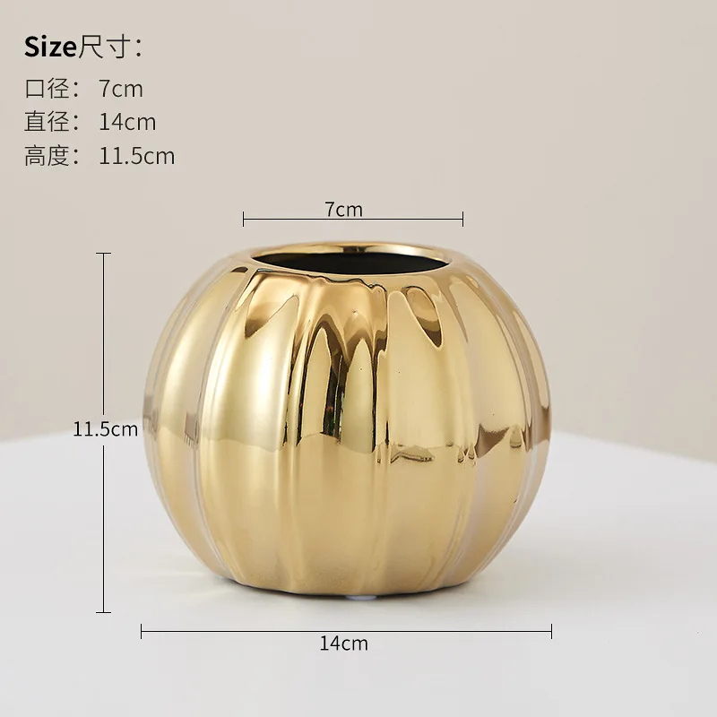 Golden Pumpkin Vase Ceramic Vase Decoration Table Decoration Pumpkin Flower Pot living room decoration  ceramic vase nordic vase 4