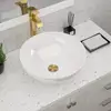 Modern Round White Ceramic Bathroom Vessel Sink 13 Inch Above Counter Installation 2