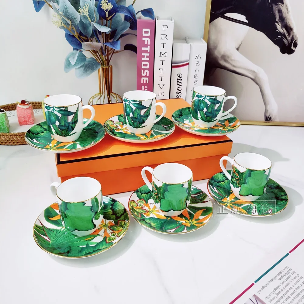 

6 Pcs Urkish Espresso Cup With Dish Ceramic Cup Set For Black Tea Coffee Kitchen Party Beverage Utensils Home Decoration Gift