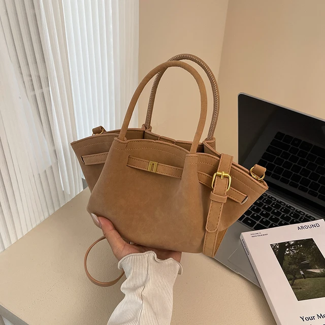 2025 Autumn & Winter New Solid Colors Faux Suede Shoulder Bags Large Capacity High Quality Commute Style Tote Bags for Women 1