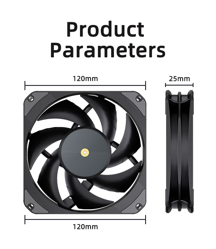 T20 120mm 4Pin PWM Silent Fan, High-Performance 2500RPM Low Noise Cooling Fans f