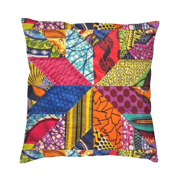 Patterns Shango Blue Tribal African Pillowcase Cushion Cover 40x40 Cm 国内発送