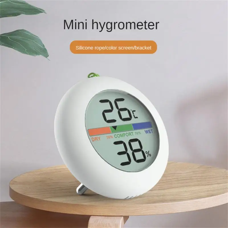 

Electronic Thermo Hygrometer LCD Color Screen Round Indoor Mini Electronic Dry And Wet Thermometer Long-lasting Metal Bracket
