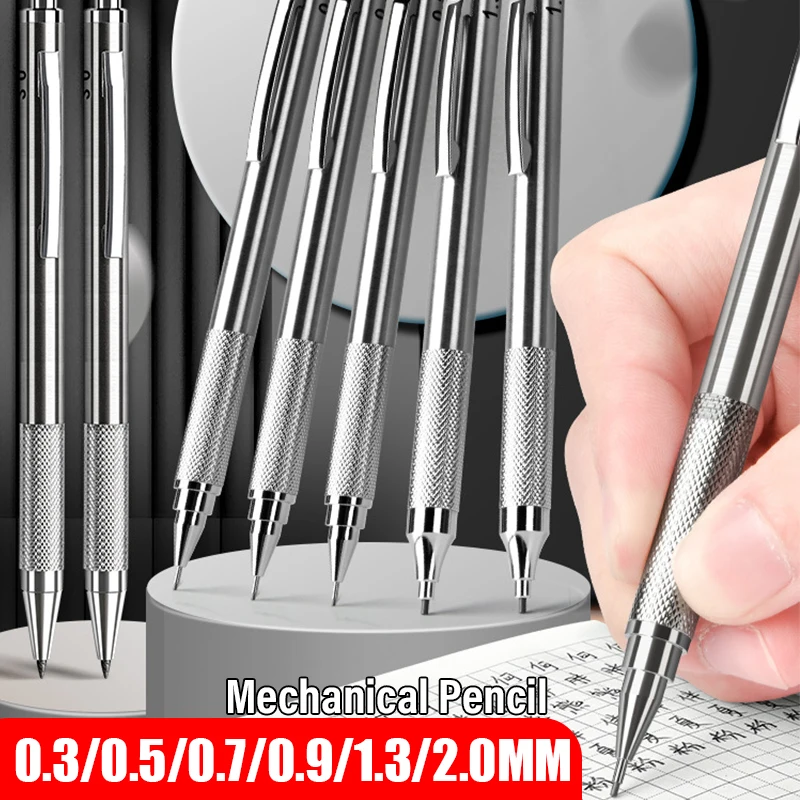 0.3/0.5/0.7/0.9/1.3/2.0MM Mechanical Pencils Kit For Art Drawing Painting Metal Automatic Pencils with Leads Refills Set 1