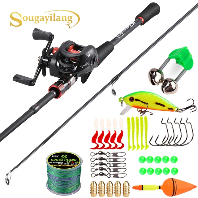 Sougayilang Baitcasting Fishing Rod Combo 1.8m 2.1m Carbon Rod and Max Drag  3kg Fishing Reels for Freshwater Perch Trout Fishing - AliExpress