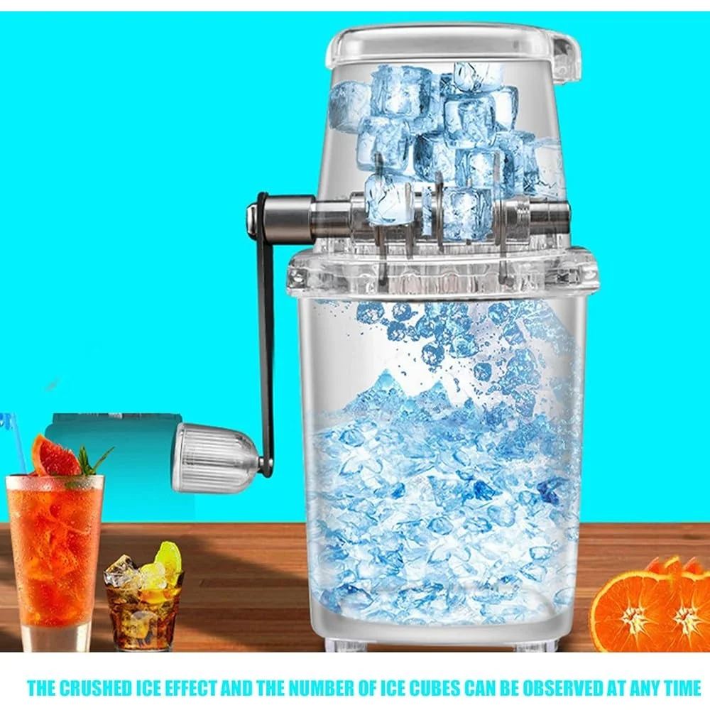 Manual Ice Crusher Portable Hand Operated Snow Cone Maker Perfect Shaved Ice Margaritas Slush Drinks Kitchen Summer Parties
