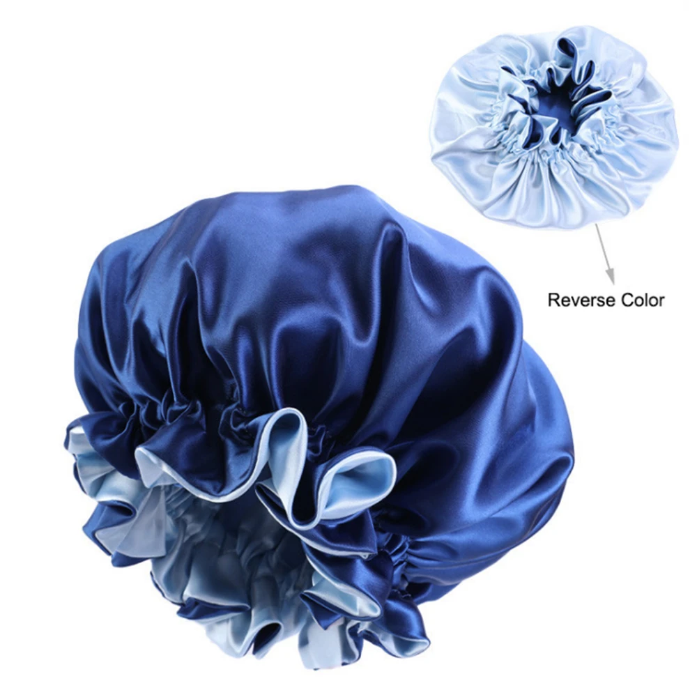 2022 New Muslim Women Night Sleep Cap Satin Elastic Bonnet Hat For Hair Care Head Cover Adjust  Loss 6