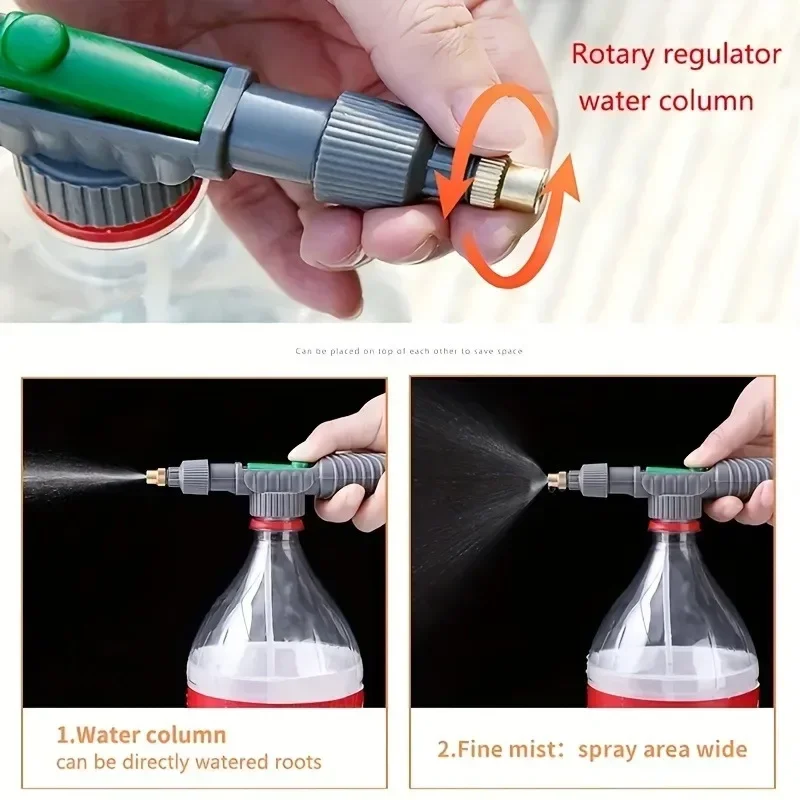 High Pressure Washer Gun Electric Water Spray Gun High Pressure Sprayer 2PCS Gardening Watering Sprayer Beverage Bottle Watering Can High Pressure Manual Pressure Adjustable Spray Head Tool