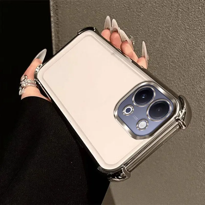 Luxury Plating Glossy Edge Phone Case with Four-Corner Shockproof Protection