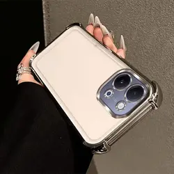 Luxury Plating Glossy Edge Phone Case with Four - Corner Shockproof Protection for VIVO V60 Lite 4G 5G (Silver)