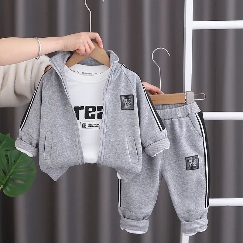 

Toddler Boys Outfit Set 2024 Spring Autumn Casual Sport Coats White T-shirts Pants 3PCS Boy Boutique Clothes Children's Clothing